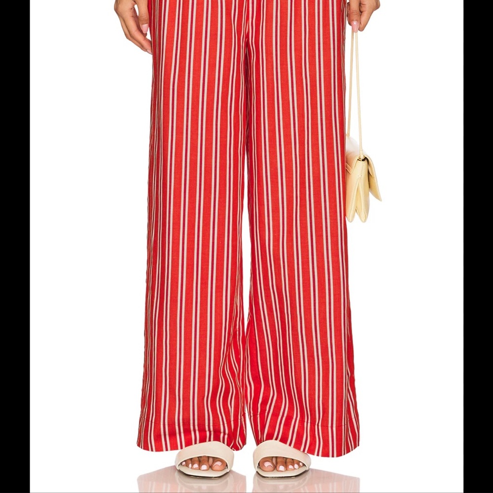 Who What Wear Red and White Striped Wide-Leg Pants